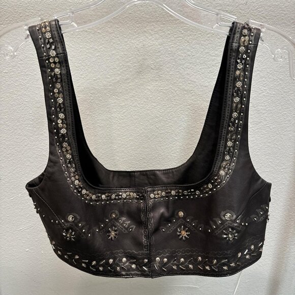 ISO Free People x Brenda Knight Leather Micro Vest Silk Midi Dress Set Size XS - Picture 3 of 3